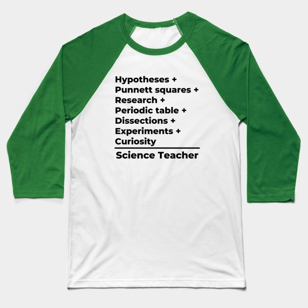 Science Teacher Equation Baseball T-Shirt by PerlerTricks